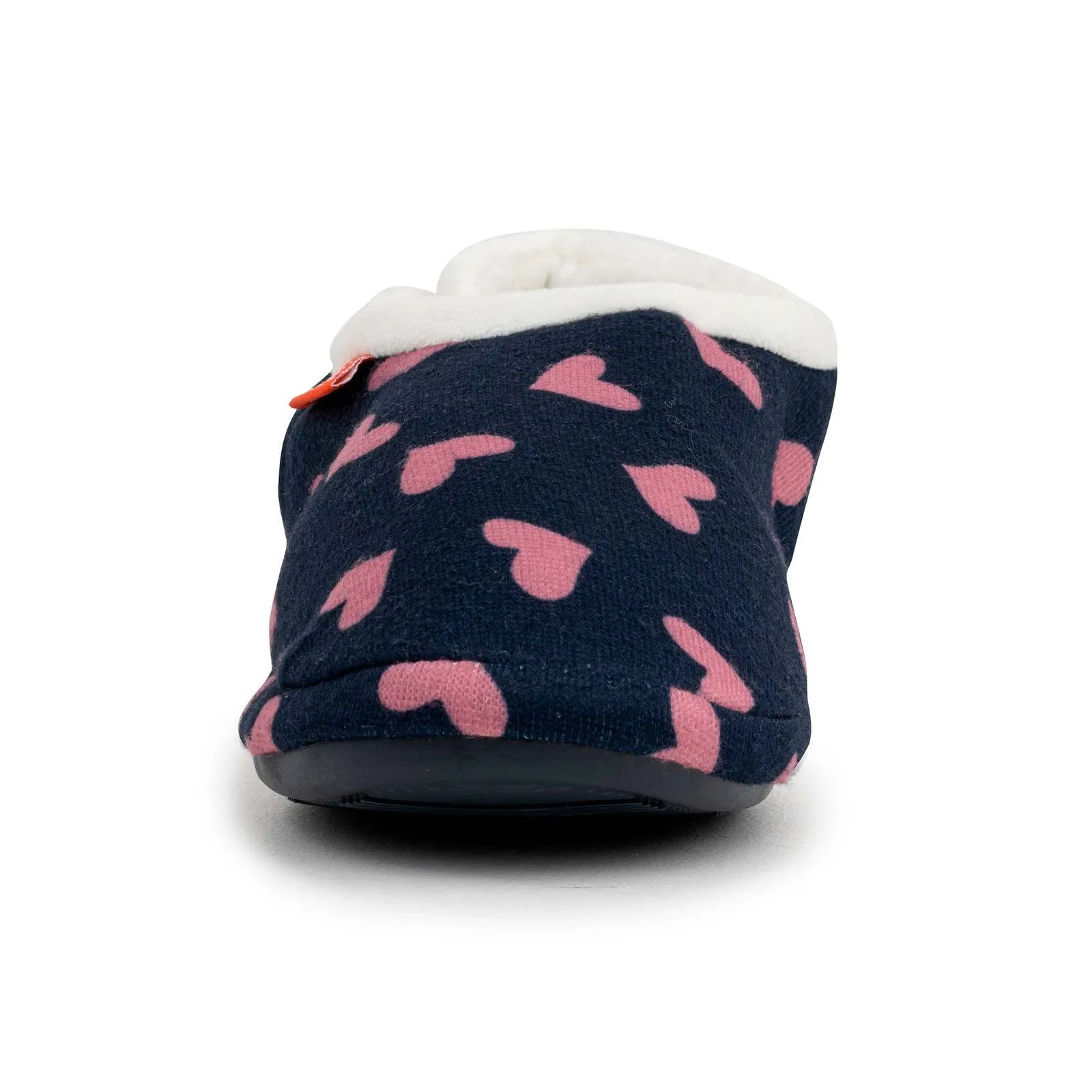 ARCHLINE Orthotic Slippers CLOSED Arch Scuffs Moccasins Pain Relief in Navy Hearts - EUR42 V563-AS401-NVYHRT-42