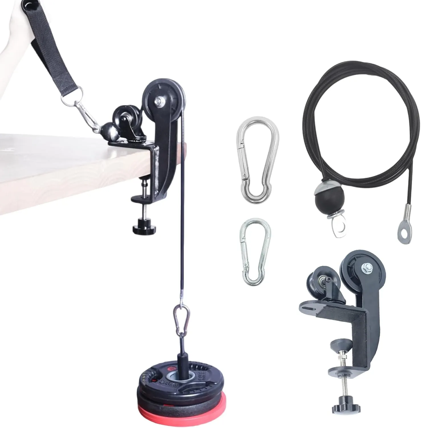 Arm Wrestling Training Pulley System Professional, Forearm Workout Table Equipment, Wrist Exerciser Cable Machine with Rope