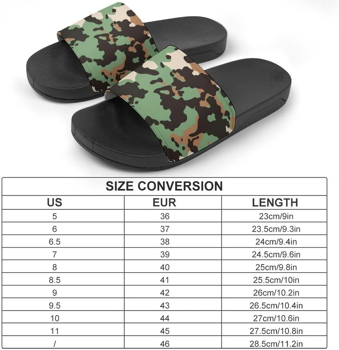 Army Green Camouflage PVC Home Slippers Non-Slip Shower Shoes Casual Bathroom Slippers for Women Men