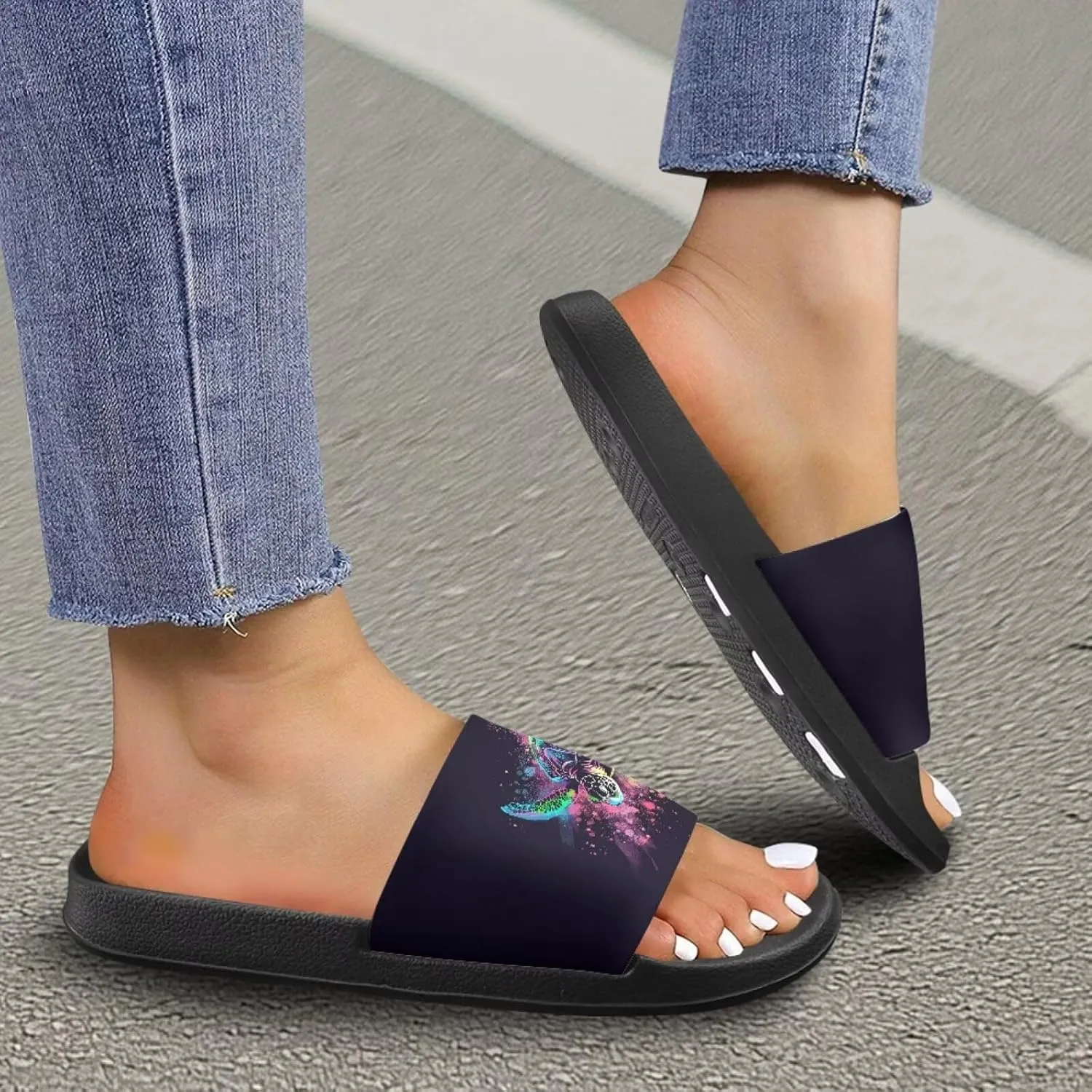 Art Skull Slippers Y2K Gothic Slide Sandals for Women Soft Slip on Slides Arch Support Indoor&Outdoor