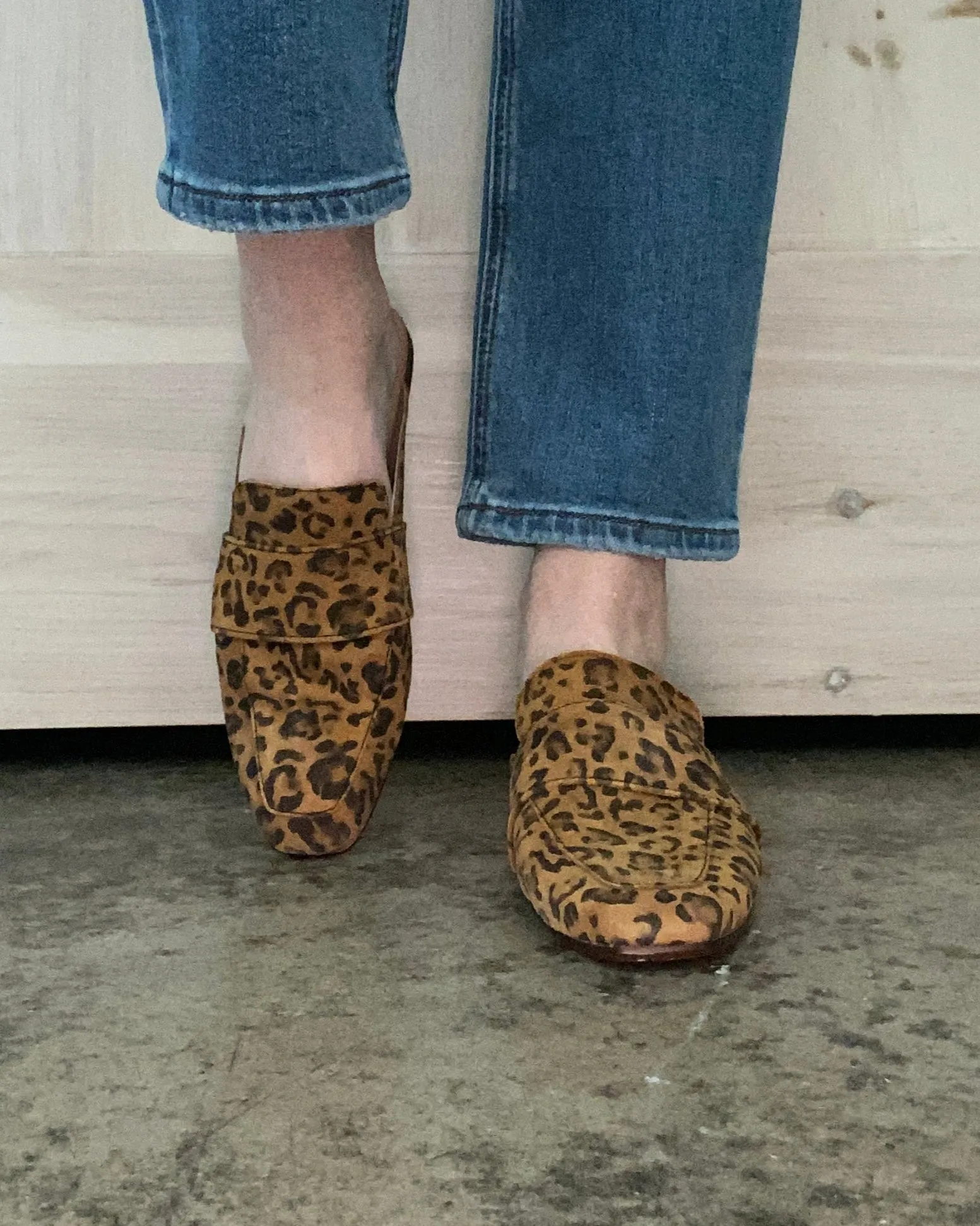 At Ease Embossed Leopard Suede Loafers