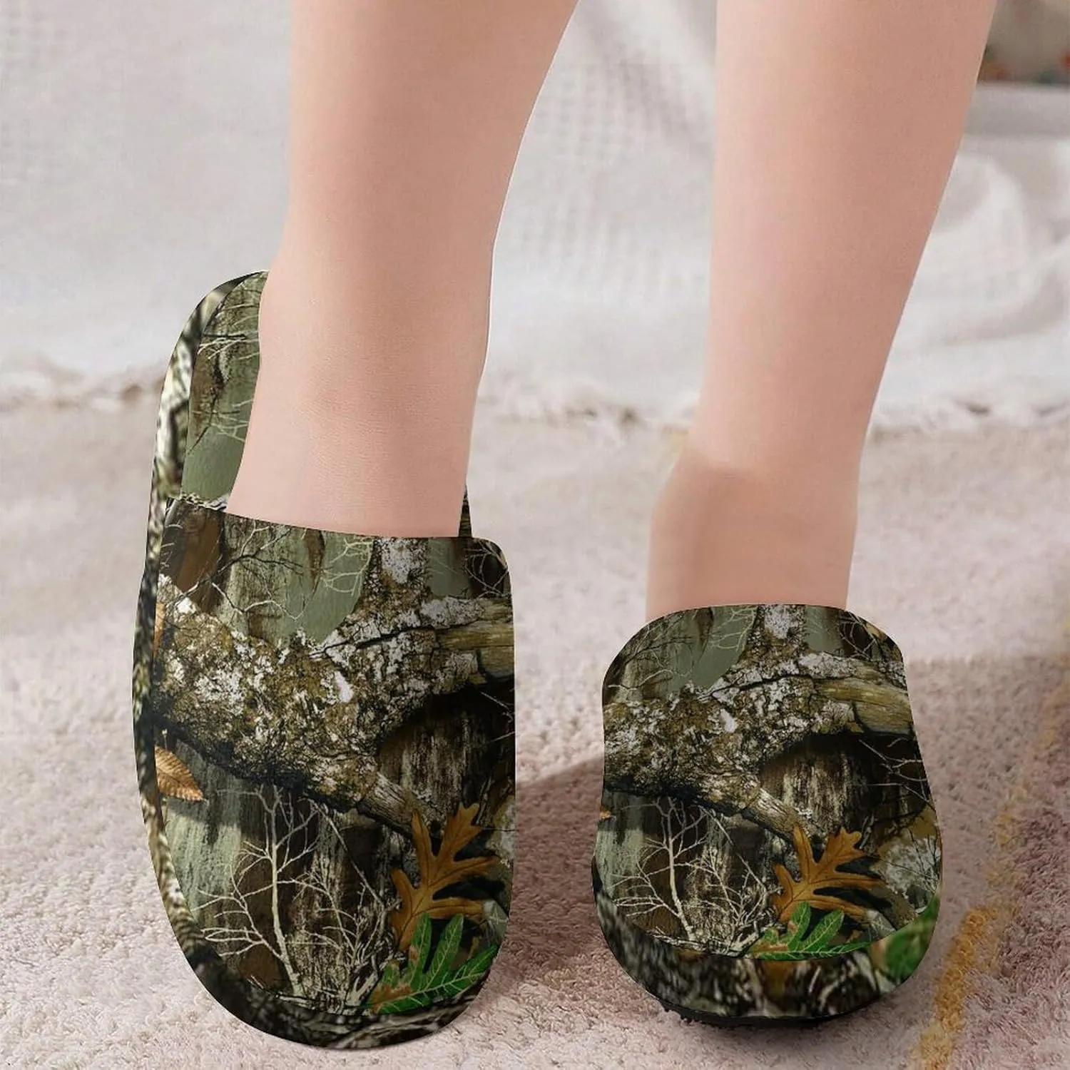 Autumn Hunting Tree Camo Pattern Child Warm Slippers, Cozy Anti Slip Lightweight for Boys Girlsautumn And Winter Shoes