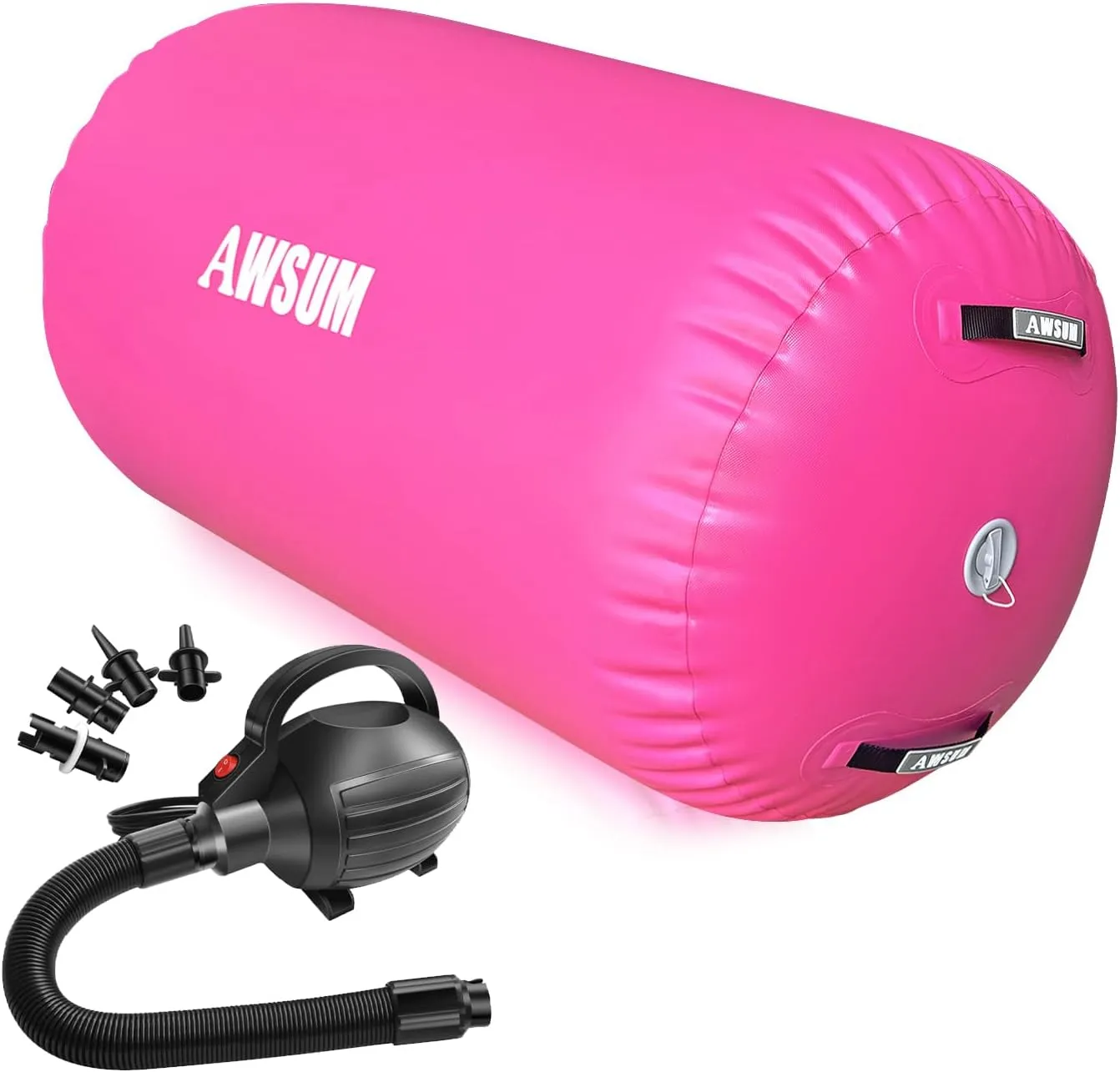 AWSUM 3.3ft L x 2ft Diam Air Roller Tumbling Mat Barrel Backbend Trainer for Gym Inflatable Gymnastics equipment with Electric Pump