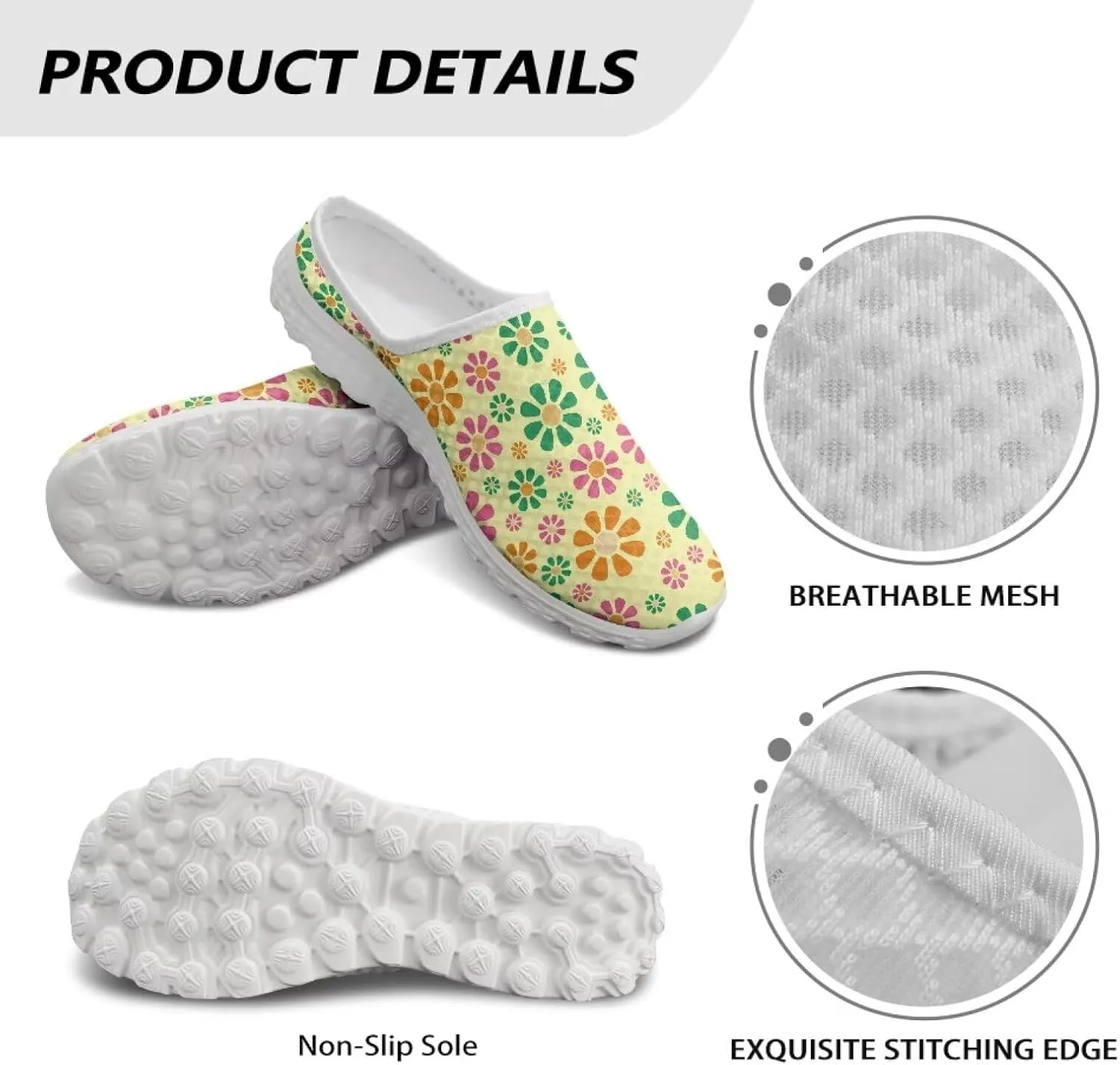Backless Mesh Mule Shoes for Women Summer Light Breathable Shoe, Non-Slip, Easy Wear for Walking and Parties