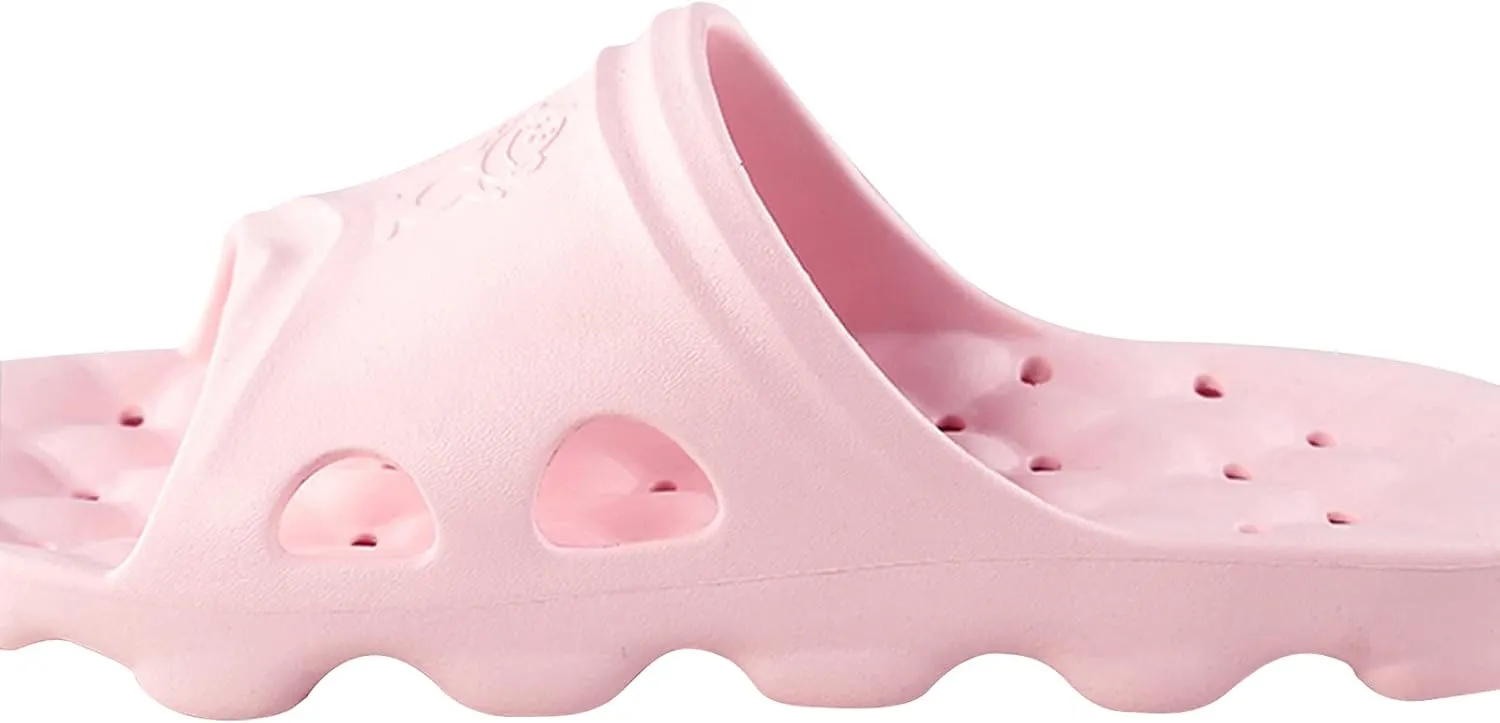 BAI HOU Unisex-Adult Shower Slippers, EVA Non-Slip Open Toe Slides, Quick Drying, Anti-Slip, Pink