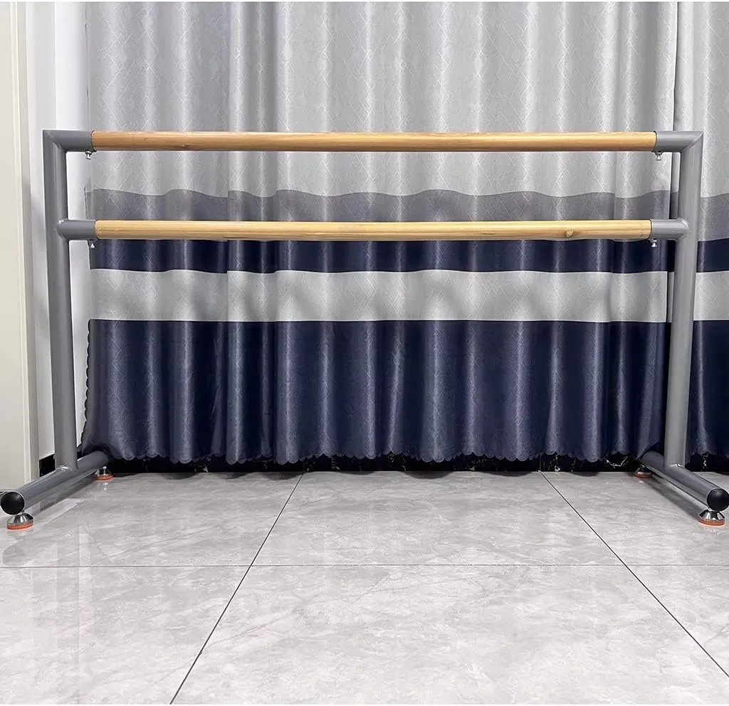Ballet Barre Double Layer Iron Wooden Ballet Barre, Portable Movable Extension Rod, Load Bearing 300kg