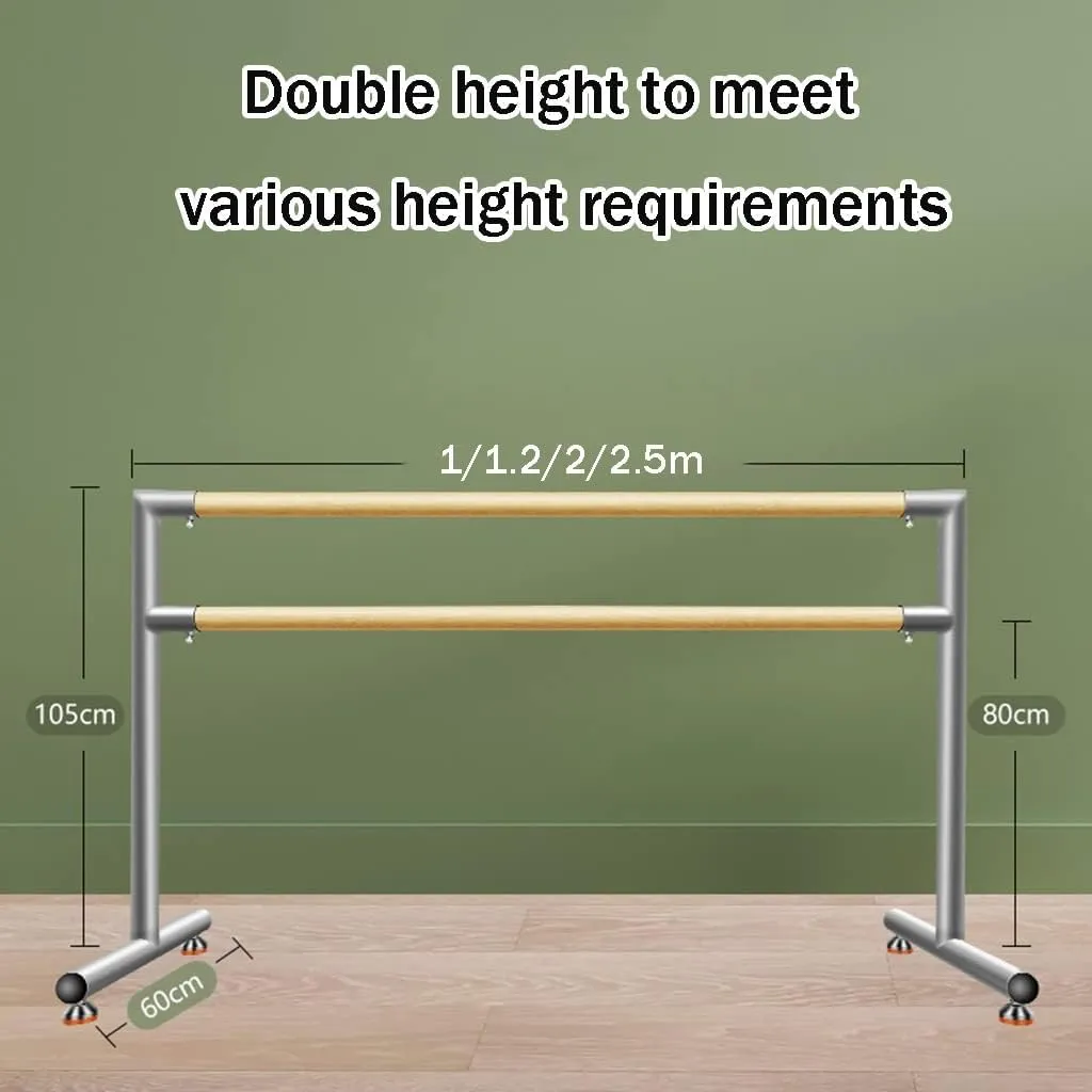 Ballet Barre Double Layer Iron Wooden Ballet Barre, Portable Movable Extension Rod, Load Bearing 300kg