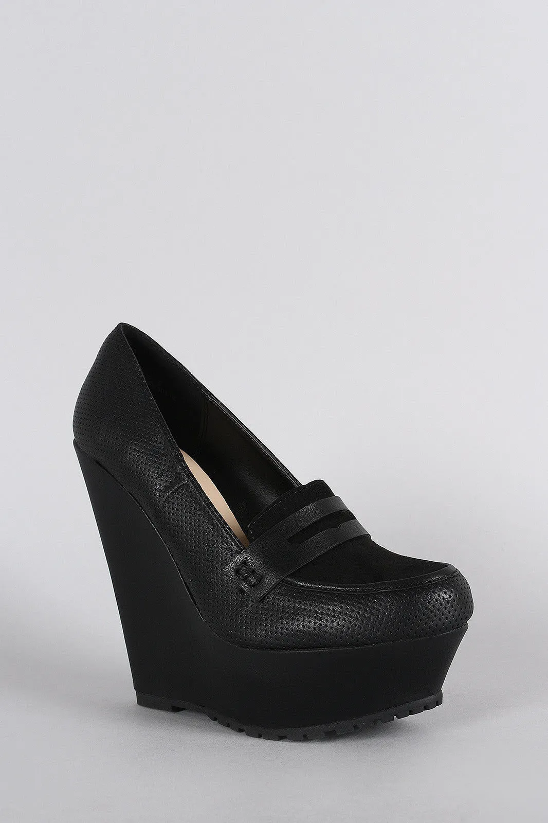 Bamboo Wedge Platform Quick delivery Loafer Rapid shipping Perforated