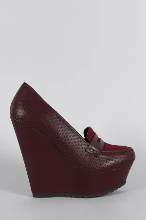 Bamboo Wedge Platform Quick delivery Loafer Rapid shipping Perforated