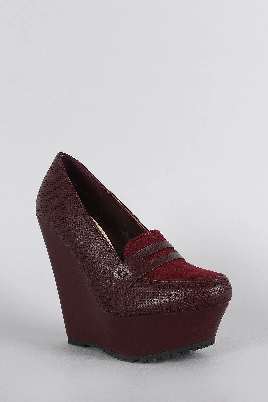 Bamboo Wedge Platform Quick delivery Loafer Rapid shipping Perforated