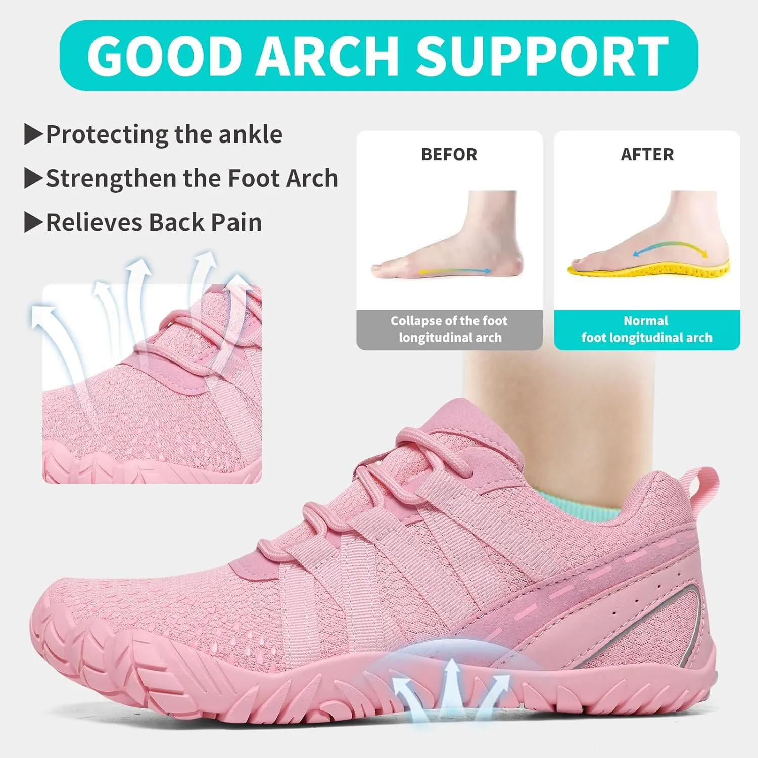 Barefoot Shoes Women Men Minimalist Zero Drop Wide Toe Box Water Shoes Hiking Barefoot Footwear Unisex Sneakers for Workout Cross-Trainer Walking Running Camping Beach Weightlifting Grounding Sport