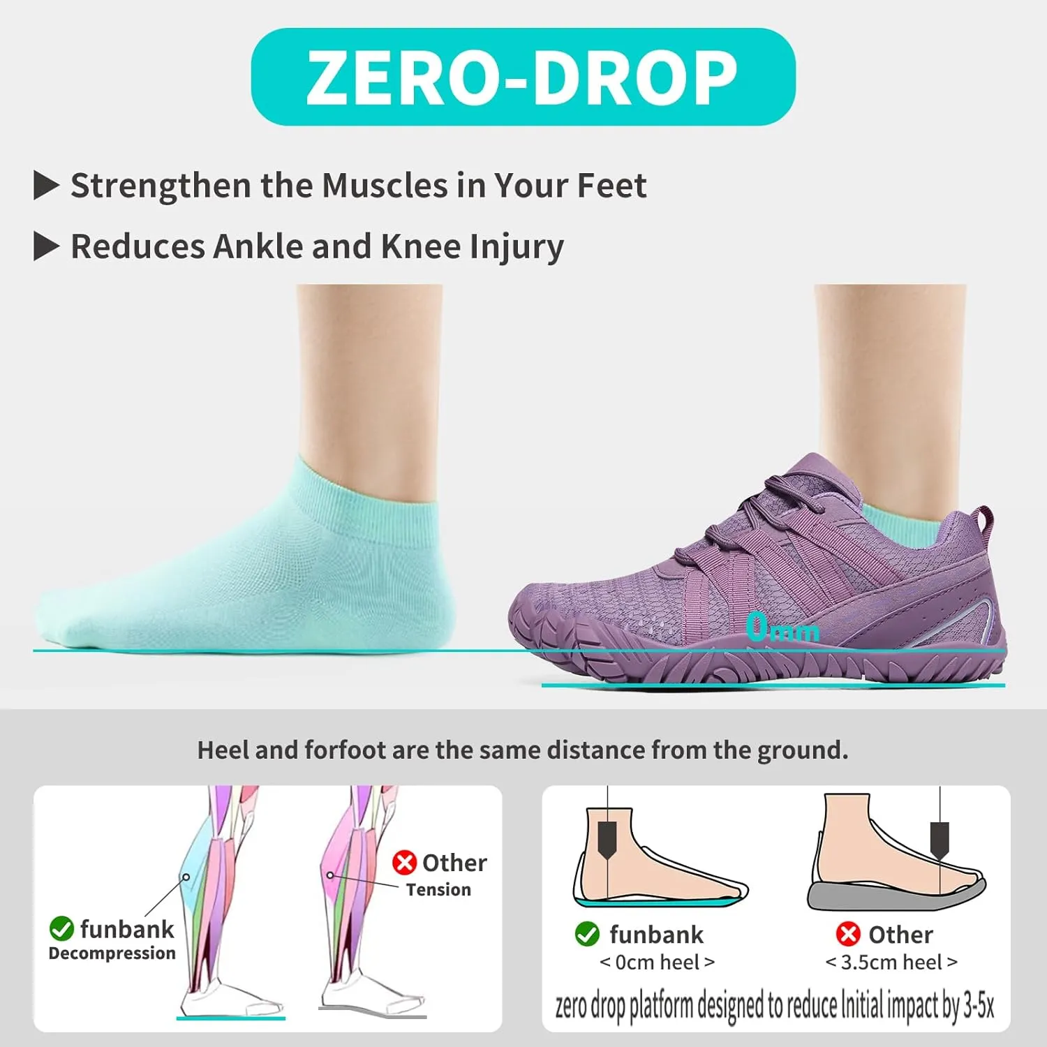 Barefoot Shoes Women Men Minimalist Zero Drop Wide Toe Box Water Shoes Hiking Barefoot Footwear Unisex Sneakers for Workout Cross-Trainer Walking Running Camping Beach Weightlifting Grounding Sport