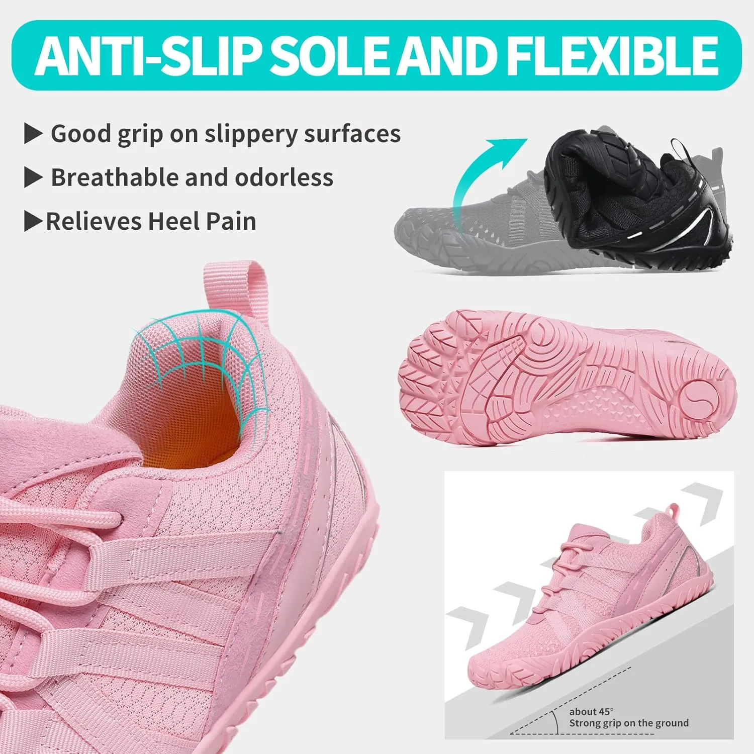 Barefoot Shoes Women Men Minimalist Zero Drop Wide Toe Box Water Shoes Hiking Barefoot Footwear Unisex Sneakers for Workout Cross-Trainer Walking Running Camping Beach Weightlifting Grounding Sport