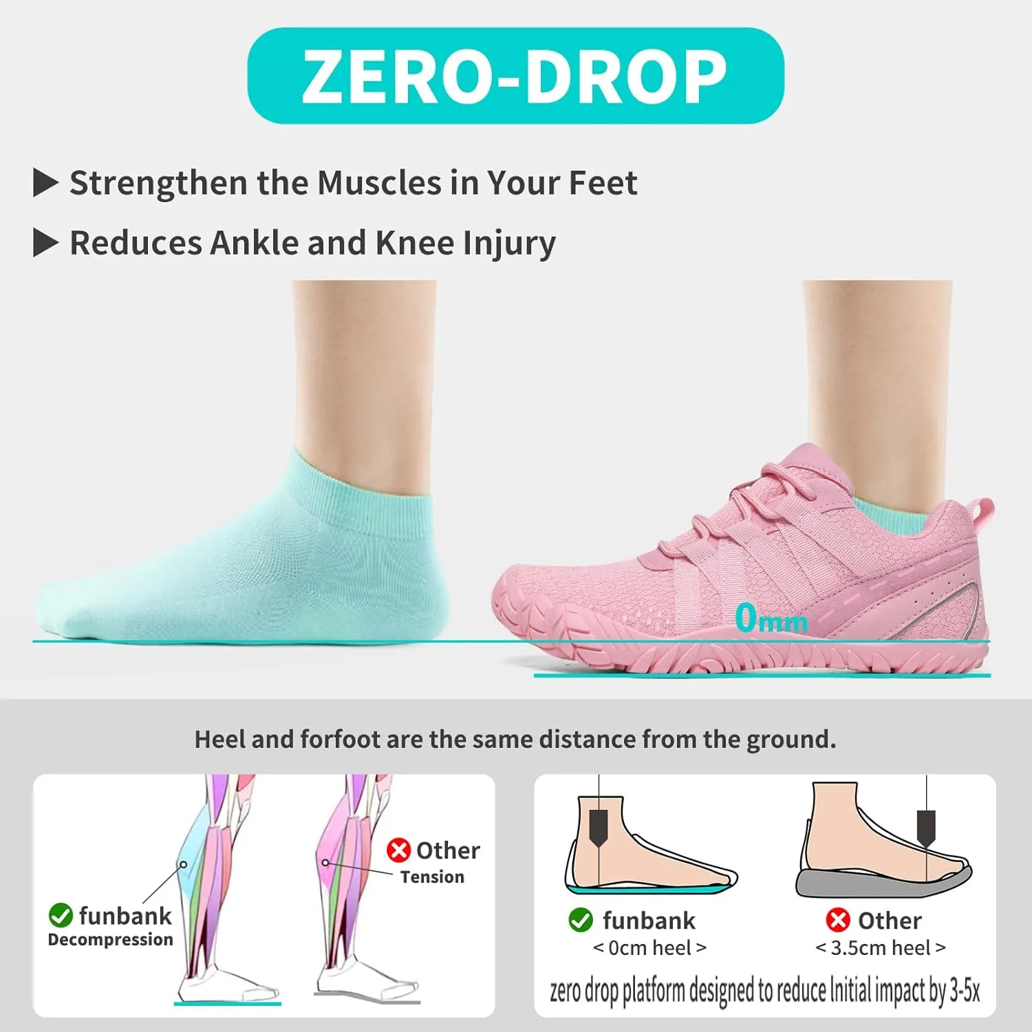 Barefoot Shoes Women Men Minimalist Zero Drop Wide Toe Box Water Shoes Hiking Barefoot Footwear Unisex Sneakers for Workout Cross-Trainer Walking Running Camping Beach Weightlifting Grounding Sport