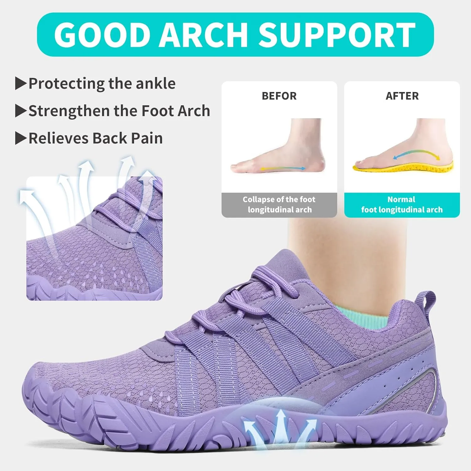 Barefoot Shoes Women Men Minimalist Zero Drop Wide Toe Box Water Shoes Hiking Barefoot Footwear Unisex Sneakers for Workout Cross-Trainer Walking Running Camping Beach Weightlifting Grounding Sport