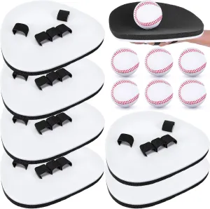 Baseball and Softball Fielding Trainer Pancake Infield Training Glove Two Hands Baseball Training Glove with Foam Baseballs Practice Baseballs for Youth Adults Indoor Outdoor