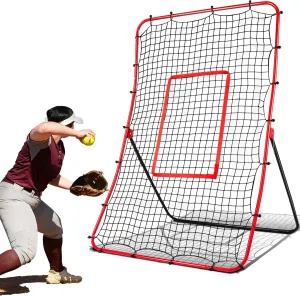 Baseball Rebounder Net Pitchback Net，Angle Adjustable Pitch Trainer Simulate Grounder and Fly Ball, Baseball Softball Pitching and Fielding Rebound Net for All Players Pitch,Throw,Fielding