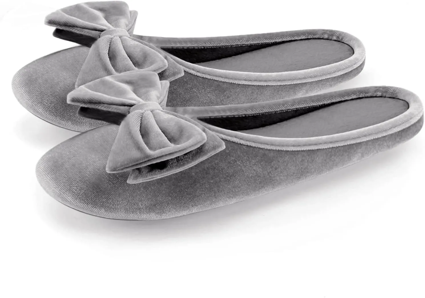 BCTEX COLL Women's Fancy House Slippers with Bow, Ladies Sexy Velvet Ballerina Slipper
