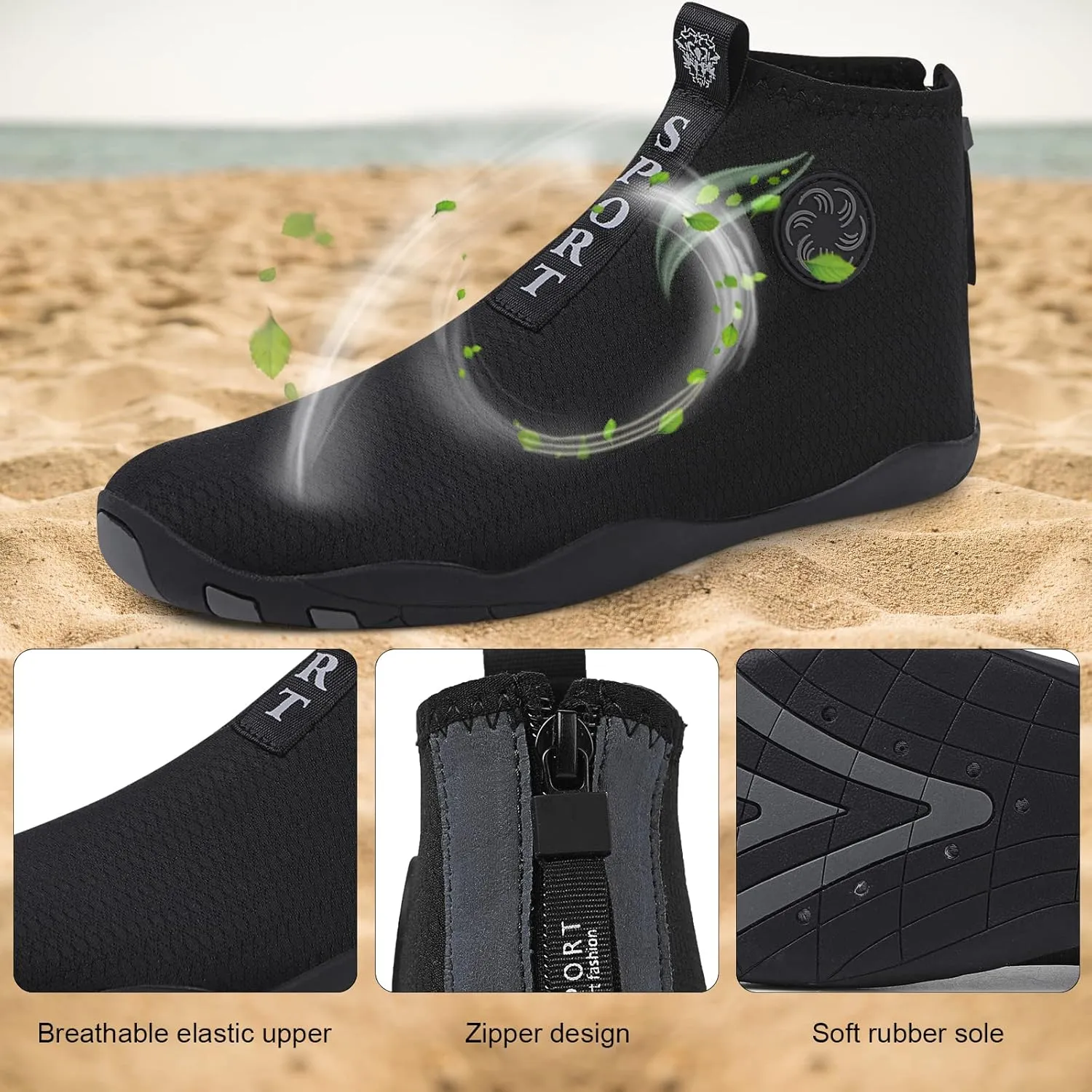Beach Wet Water Shoes Mens Womens Wetsuit Boots Quick Dry Water Pool Trainer Sport Shoes for Swim Surf Beach Boating Snorkeling Diving Running Yoga