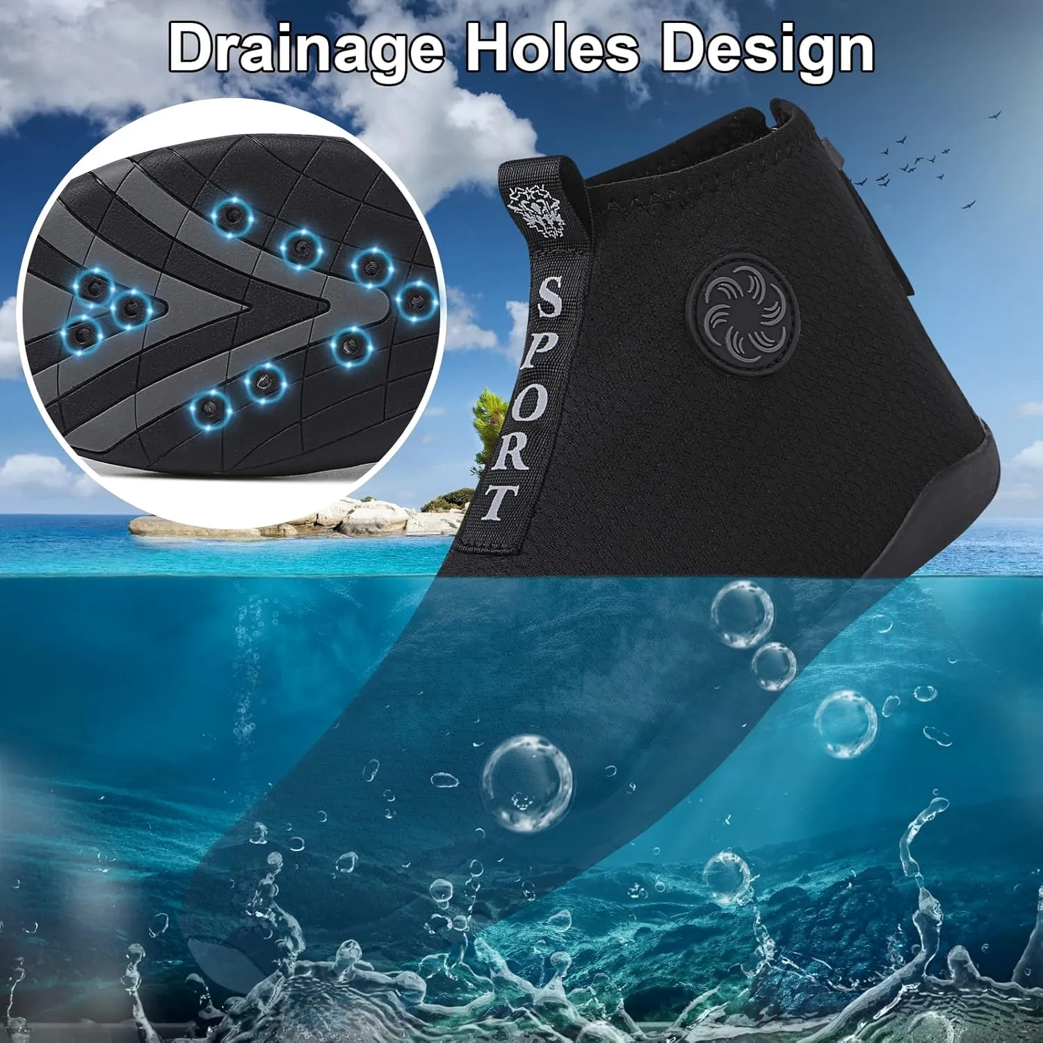 Beach Wet Water Shoes Mens Womens Wetsuit Boots Quick Dry Water Pool Trainer Sport Shoes for Swim Surf Beach Boating Snorkeling Diving Running Yoga