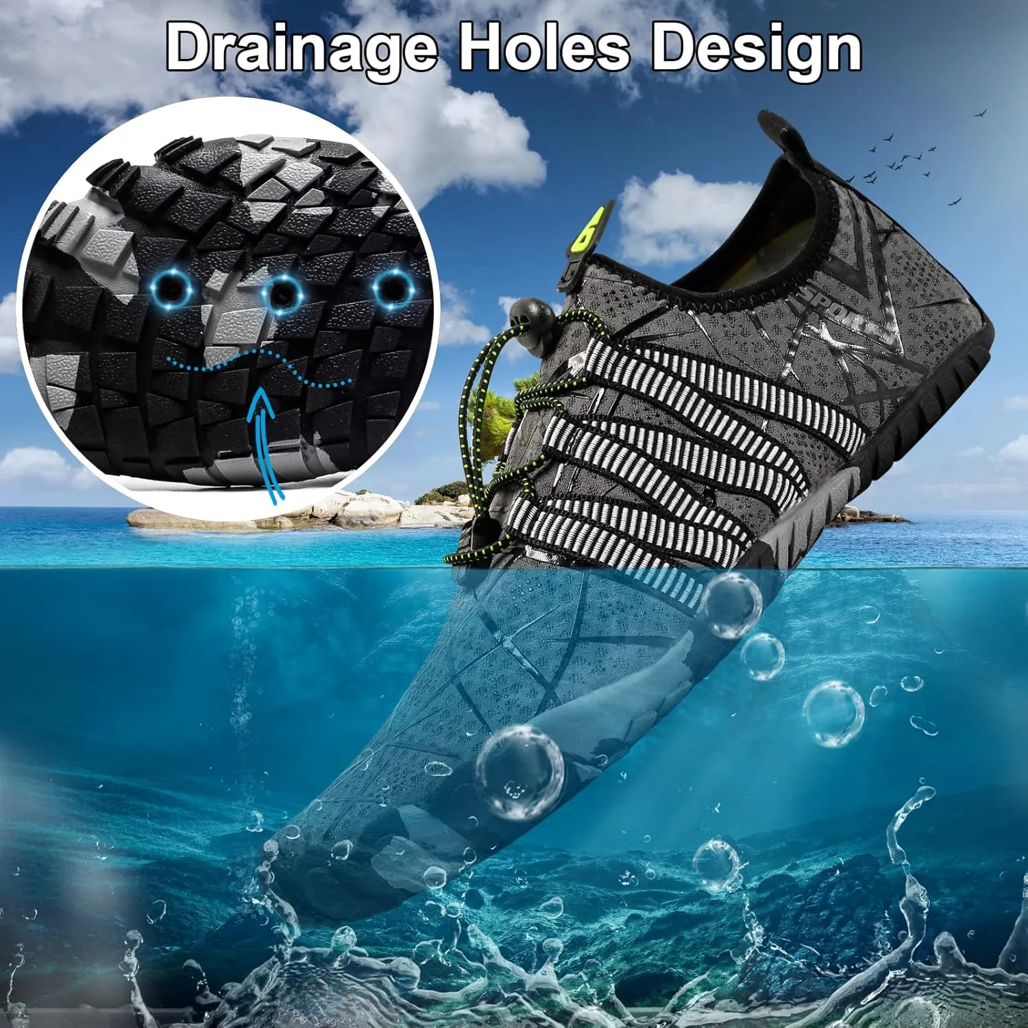 Beach Wet Water Shoes Mens Womens Wetsuit Boots Quick Dry Water Pool Trainer Sport Shoes for Swim Surf Beach Boating Snorkeling Diving Running Yoga