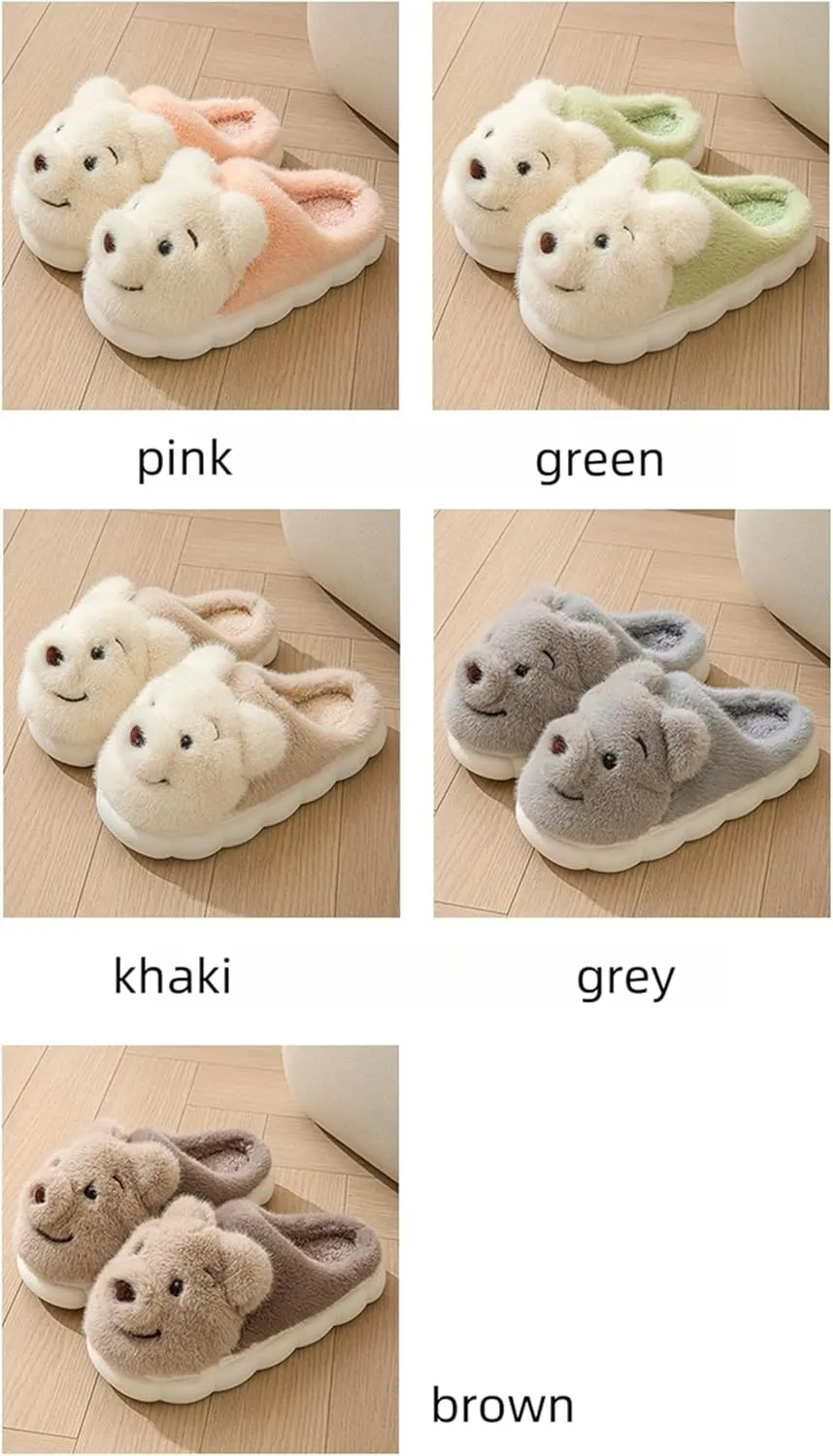 Bear slippers Plush soft slippers Anti slip and warm slippers Home men's and women's slippers Cartoon animal slippers