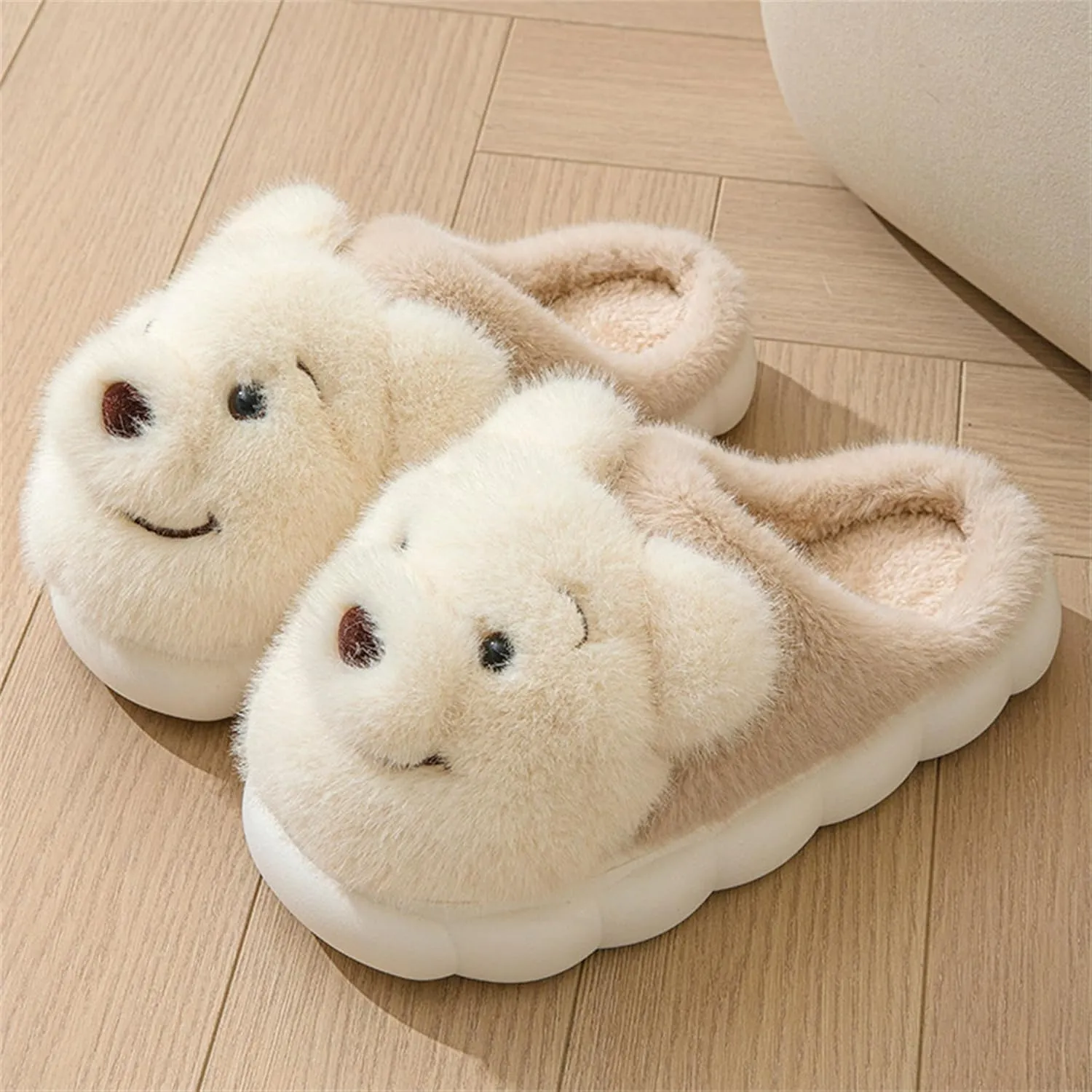 Bear slippers Plush soft slippers Anti slip and warm slippers Home men's and women's slippers Cartoon animal slippers