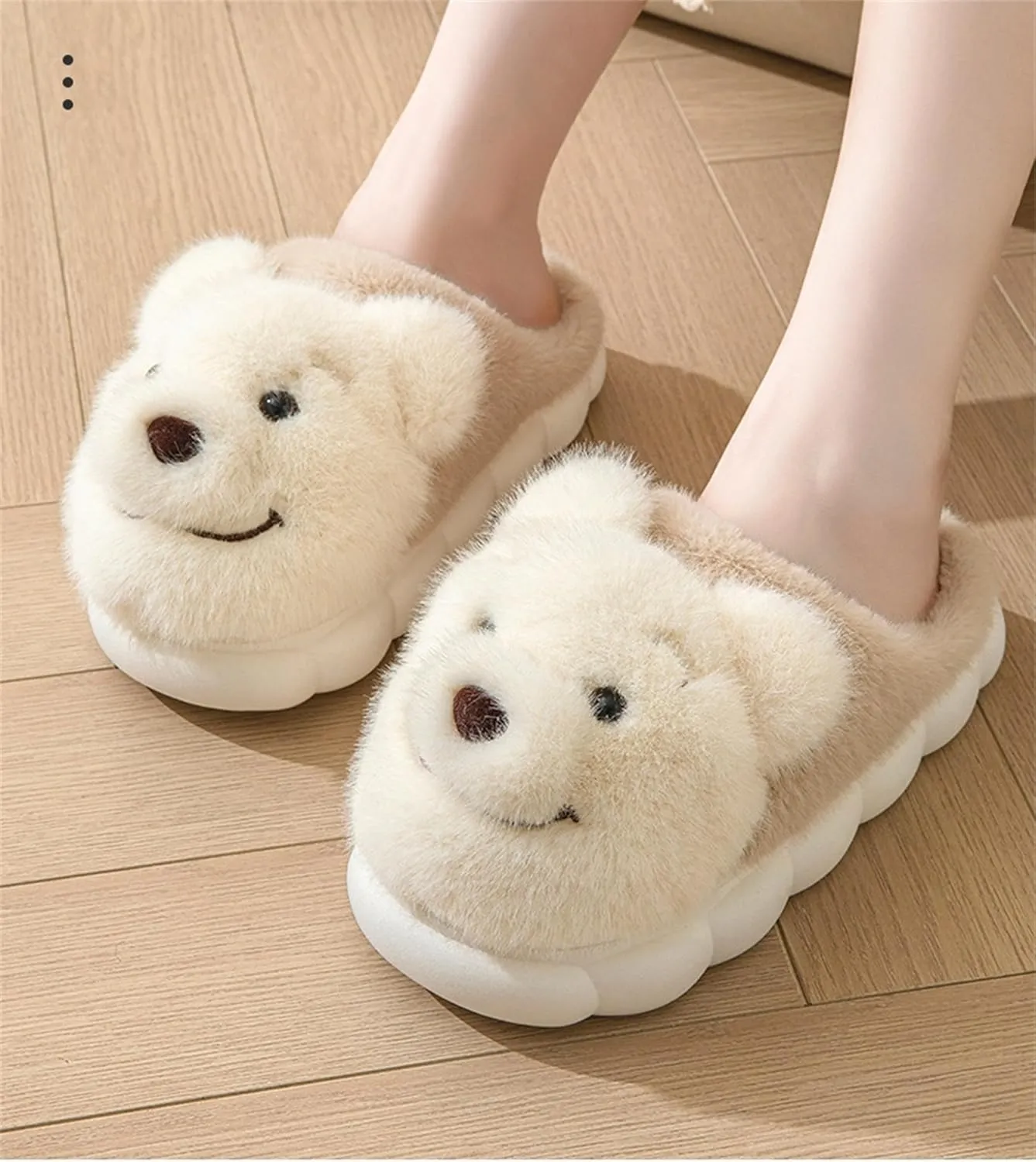 Bear slippers Plush soft slippers Anti slip and warm slippers Home men's and women's slippers Cartoon animal slippers
