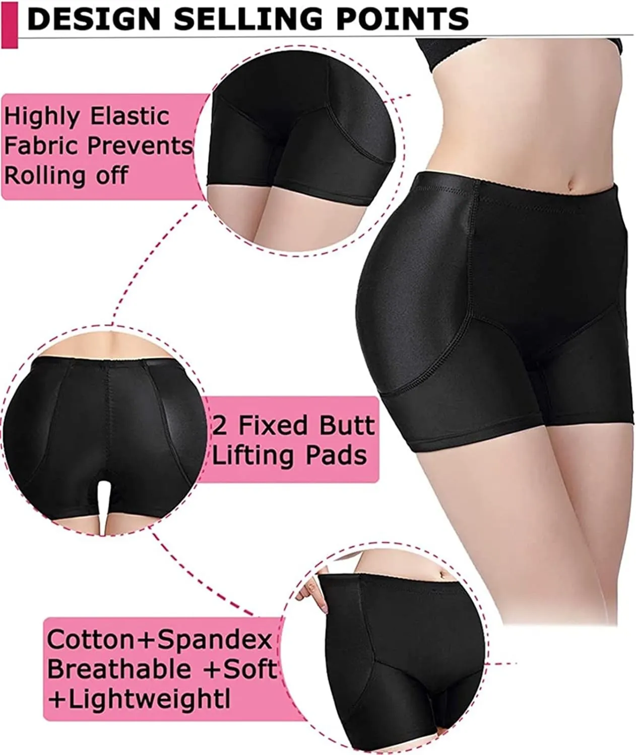 Big Ass Pads Hip Enhancer XXS Sexy Butt Lifter Women Dress Shapewear Padded Underwear Waist Trainer Body Shapers (Color : Black Brief, Size : XS)