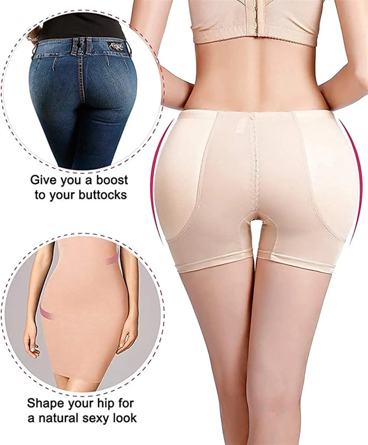 Big Ass Pads Hip Enhancer XXS Sexy Butt Lifter Women Dress Shapewear Padded Underwear Waist Trainer Body Shapers (Color : Black Brief, Size : XS)