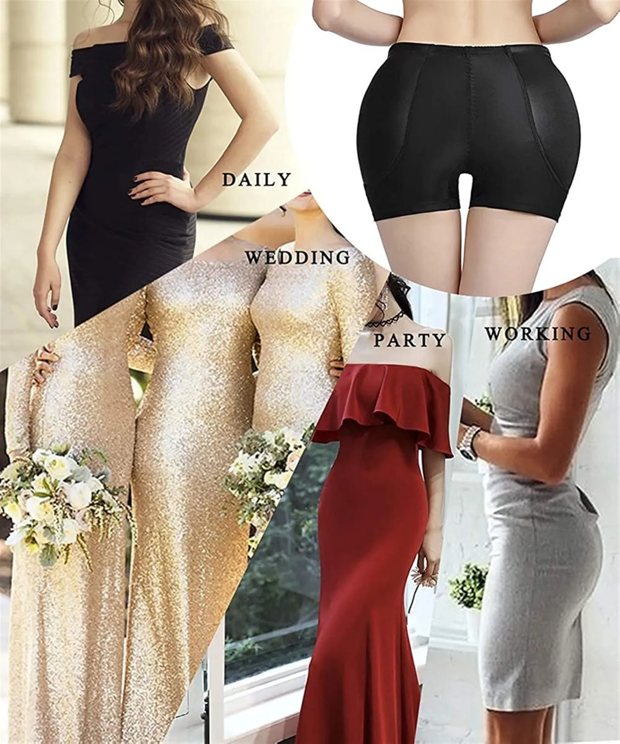 Big Ass Pads Hip Enhancer XXS Sexy Butt Lifter Women Dress Shapewear Padded Underwear Waist Trainer Body Shapers (Color : Black Brief, Size : XS)