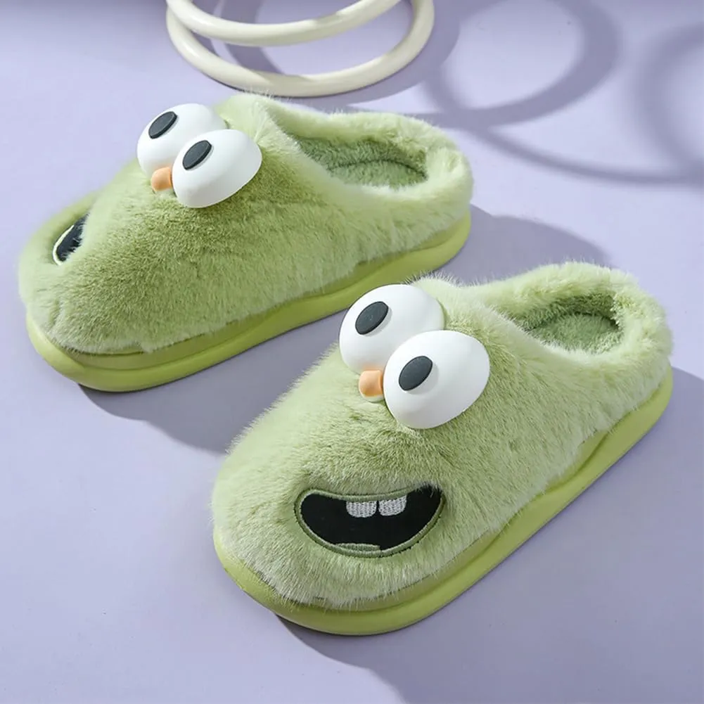Big Eye Dog Slippers Cartoon Cute Indoor Non-slip Soft Plush slippers Warm Thick Sole Shoes