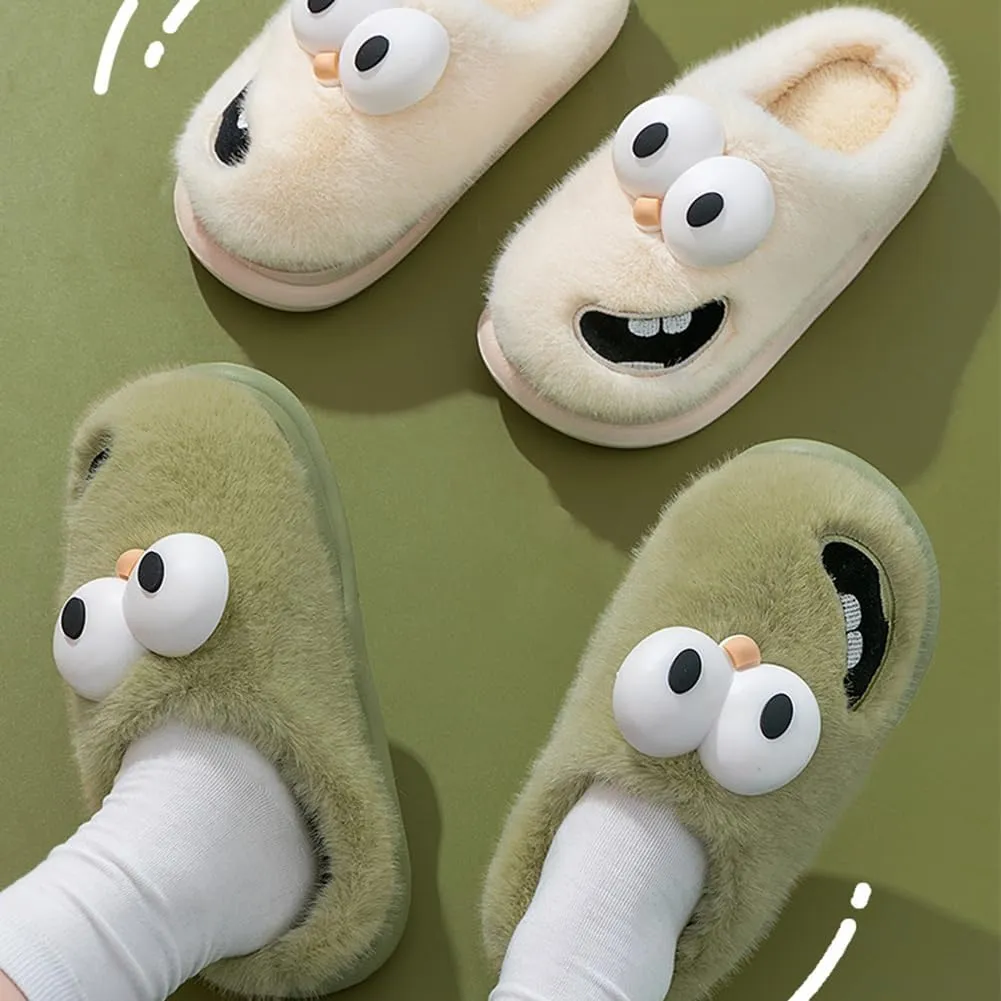 Big Eye Dog Slippers Cartoon Cute Indoor Non-slip Soft Plush slippers Warm Thick Sole Shoes