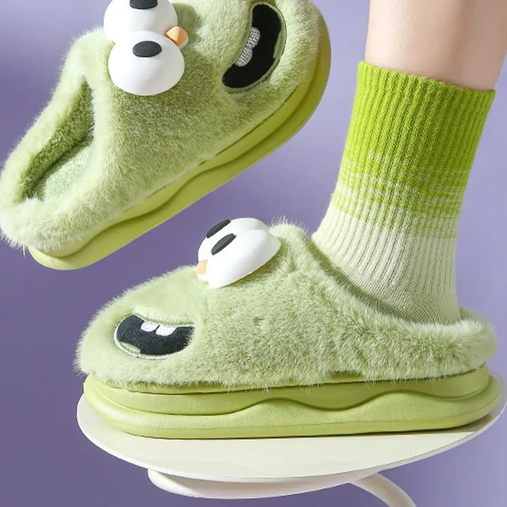 Big Eye Dog Slippers Cartoon Cute Indoor Non-slip Soft Plush slippers Warm Thick Sole Shoes