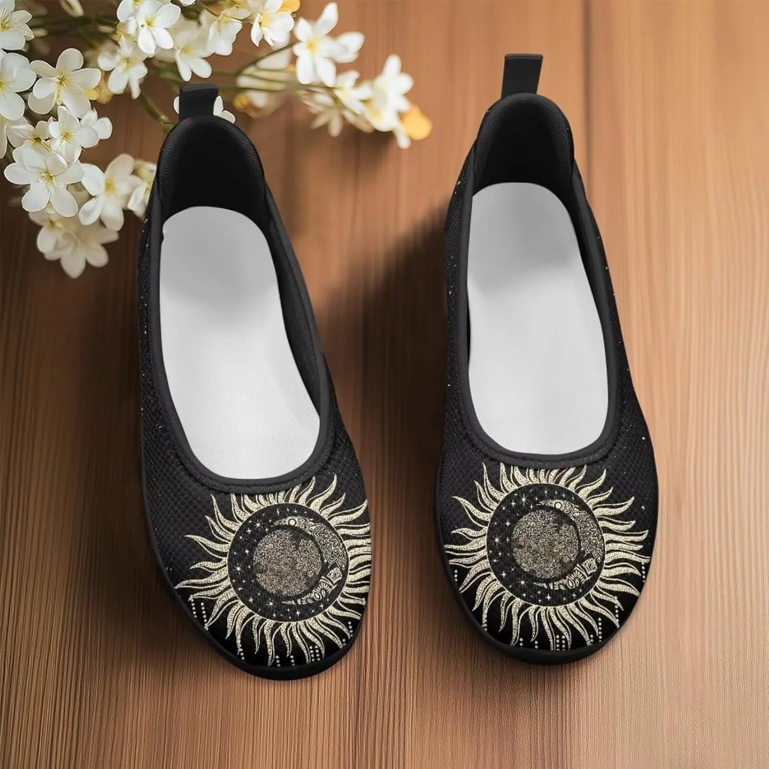 Binienty Women's Slip on Sneaker Shoe Fashion Ballet Loafer Flats Stretch Knit Upper Arch Support Nurse Teacher Shoes