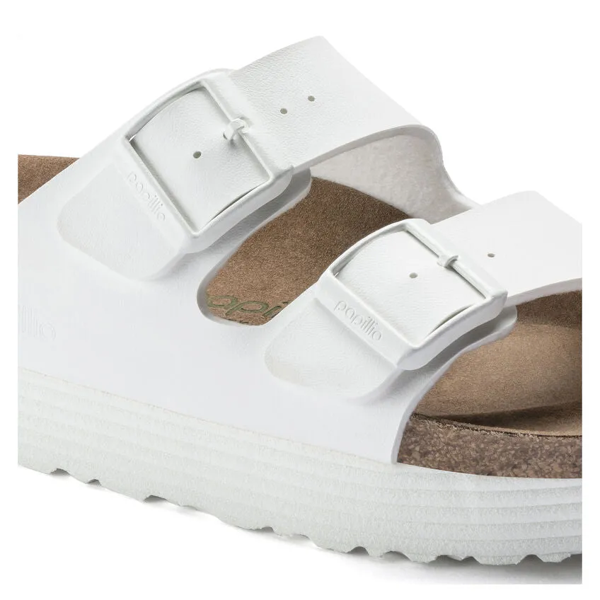 Birkenstock White Arizona Platform Vegan Ladies Sandals N1018581