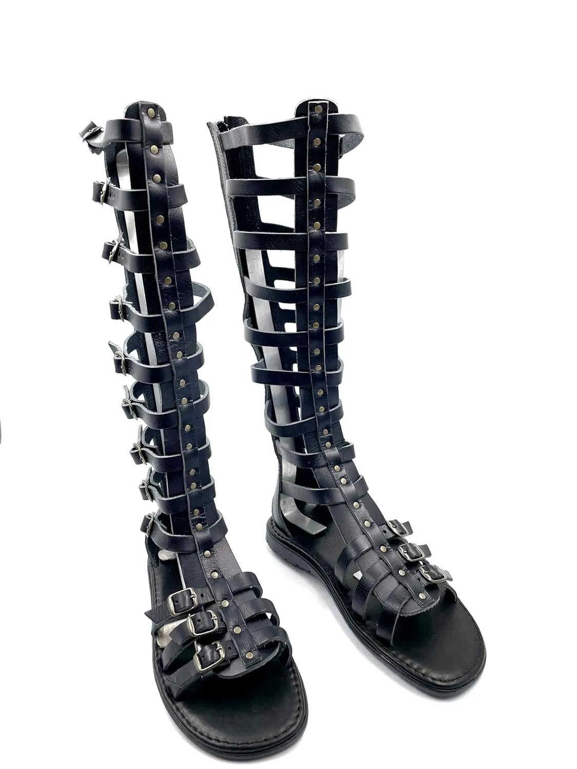 Black Gladiator Sandals for Men, Sandal Boots for Men from Genuine Leather, Gladiator Leather Boots from Greece, Ancient Greek Sandal Boots (13)