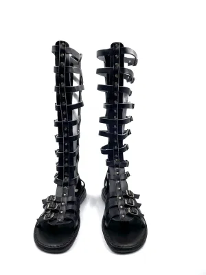 Black Gladiator Sandals for Men, Sandal Boots for Men from Genuine Leather, Gladiator Leather Boots from Greece, Ancient Greek Sandal Boots (13)