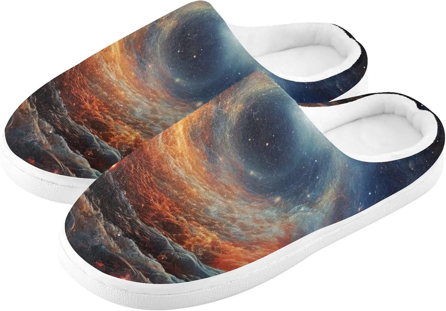 Black Hole Galaxy Space Slippers for Women Men Indoor Slippers Memory Foam Fuzzy Slippers House Shoes for Indoor Outdoor Size 6/7 214a5678