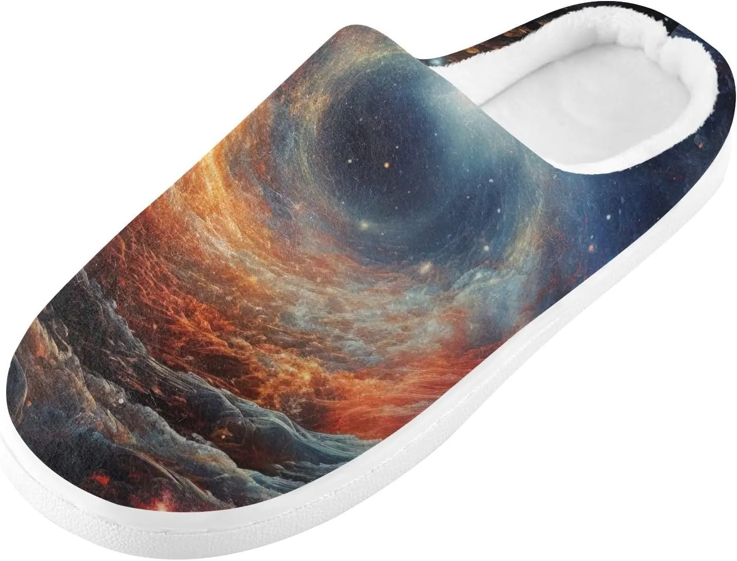 Black Hole Galaxy Space Slippers for Women Men Indoor Slippers Memory Foam Fuzzy Slippers House Shoes for Indoor Outdoor Size 6/7 214a5678