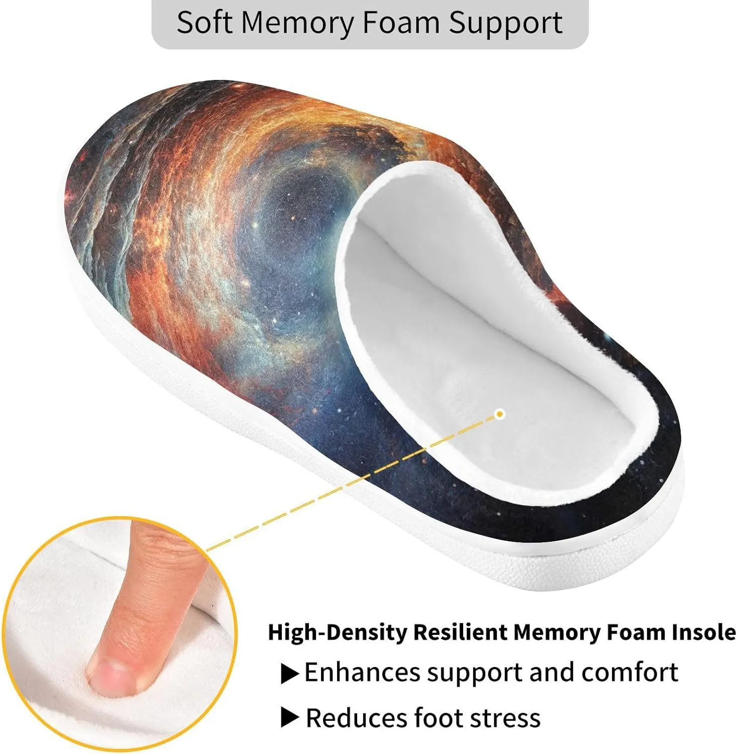 Black Hole Galaxy Space Slippers for Women Men Indoor Slippers Memory Foam Fuzzy Slippers House Shoes for Indoor Outdoor Size 6/7 214a5678