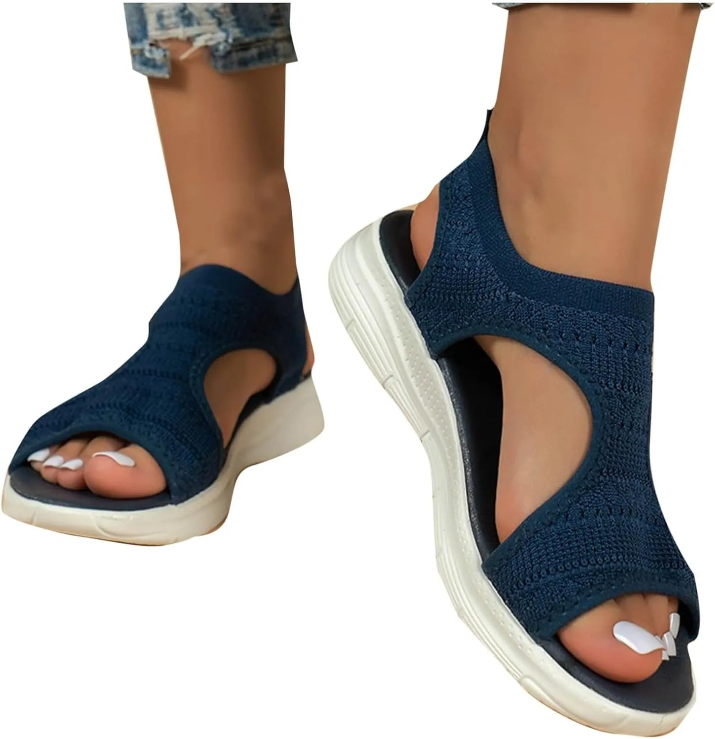 Black Sandals Women Breathable Orthopedic Sandal Comfortable Walking Tennis Shoes Hiking Outdoor Active Summer Dressy Soft Mat Diabetic Slippers