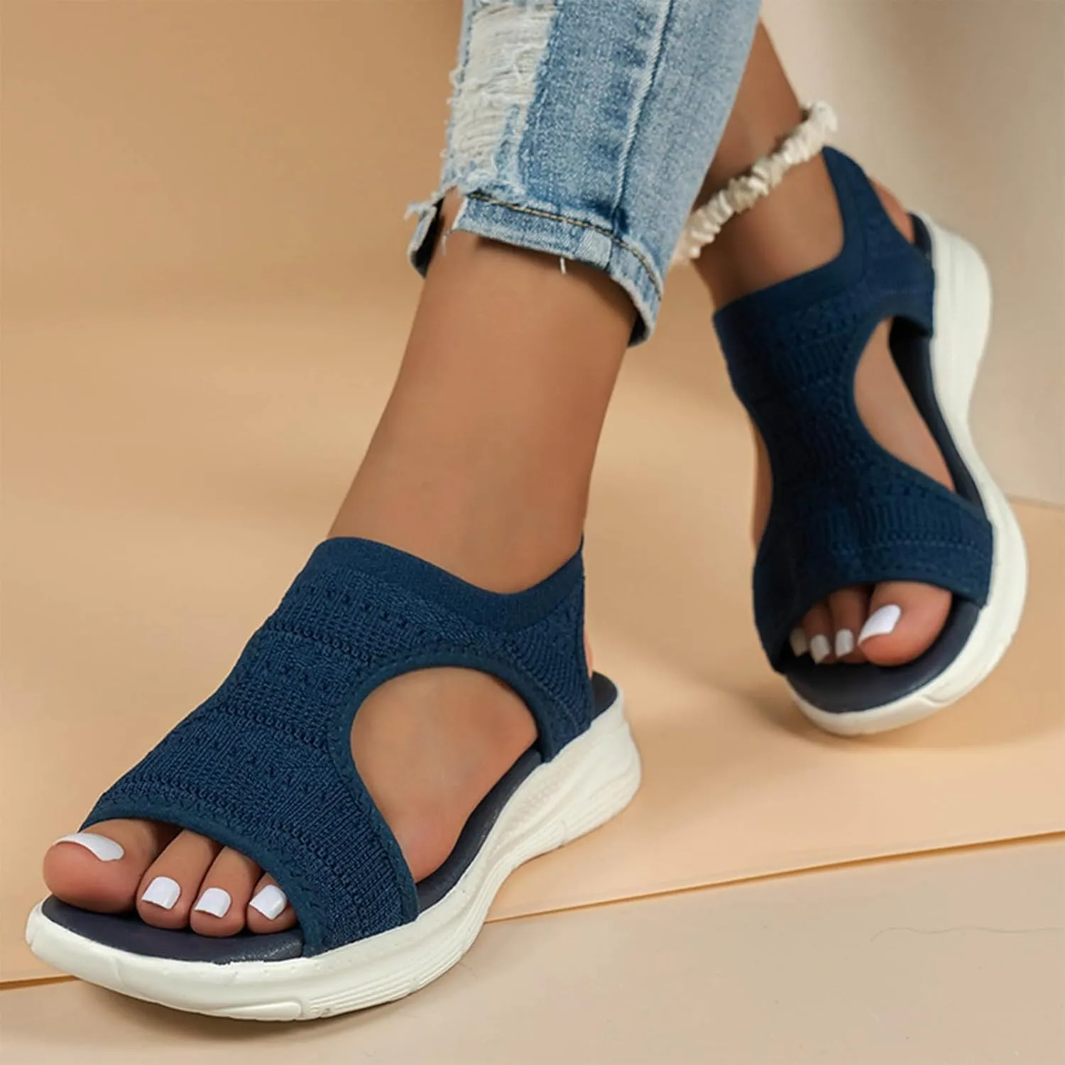 Black Sandals Women Breathable Orthopedic Sandal Comfortable Walking Tennis Shoes Hiking Outdoor Active Summer Dressy Soft Mat Diabetic Slippers