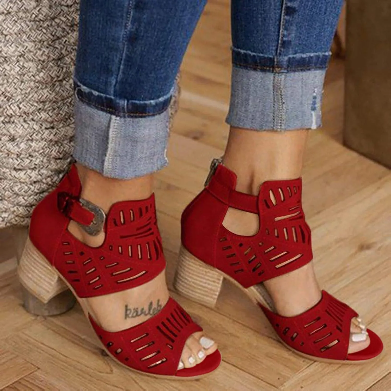 Black Sandals Women Wedge, Sandals Women Rhinestones Comfy Ankle Sandal Bling Hollow Out Shoes Summer Sandals