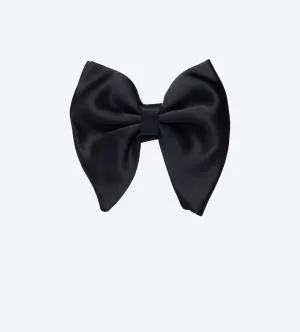 Black Satin Large Bow Tie