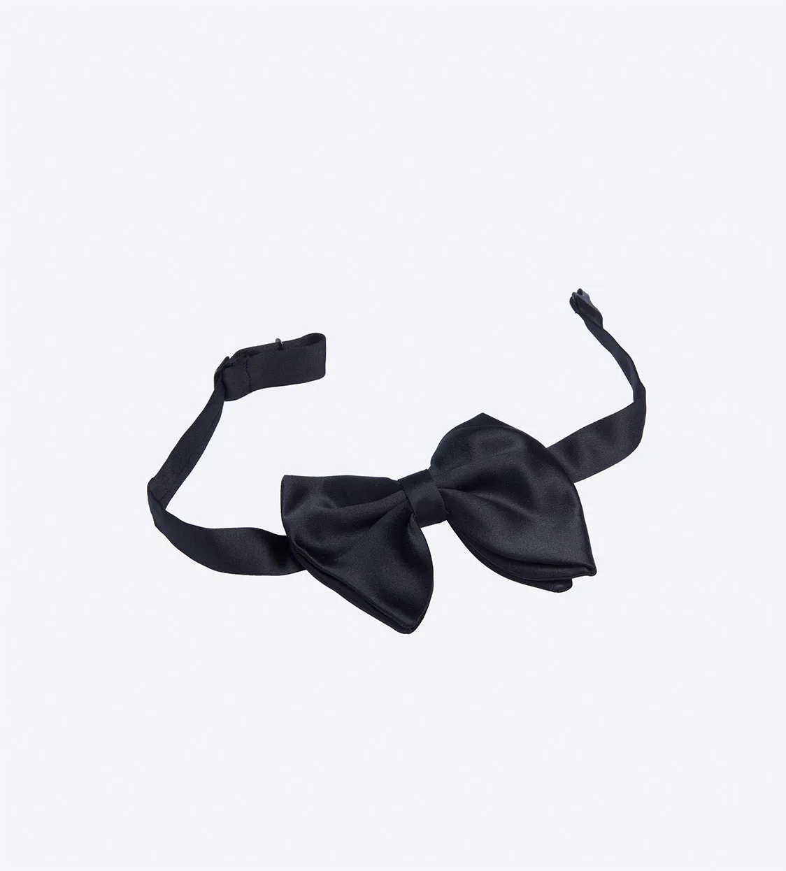 Black Satin Large Bow Tie