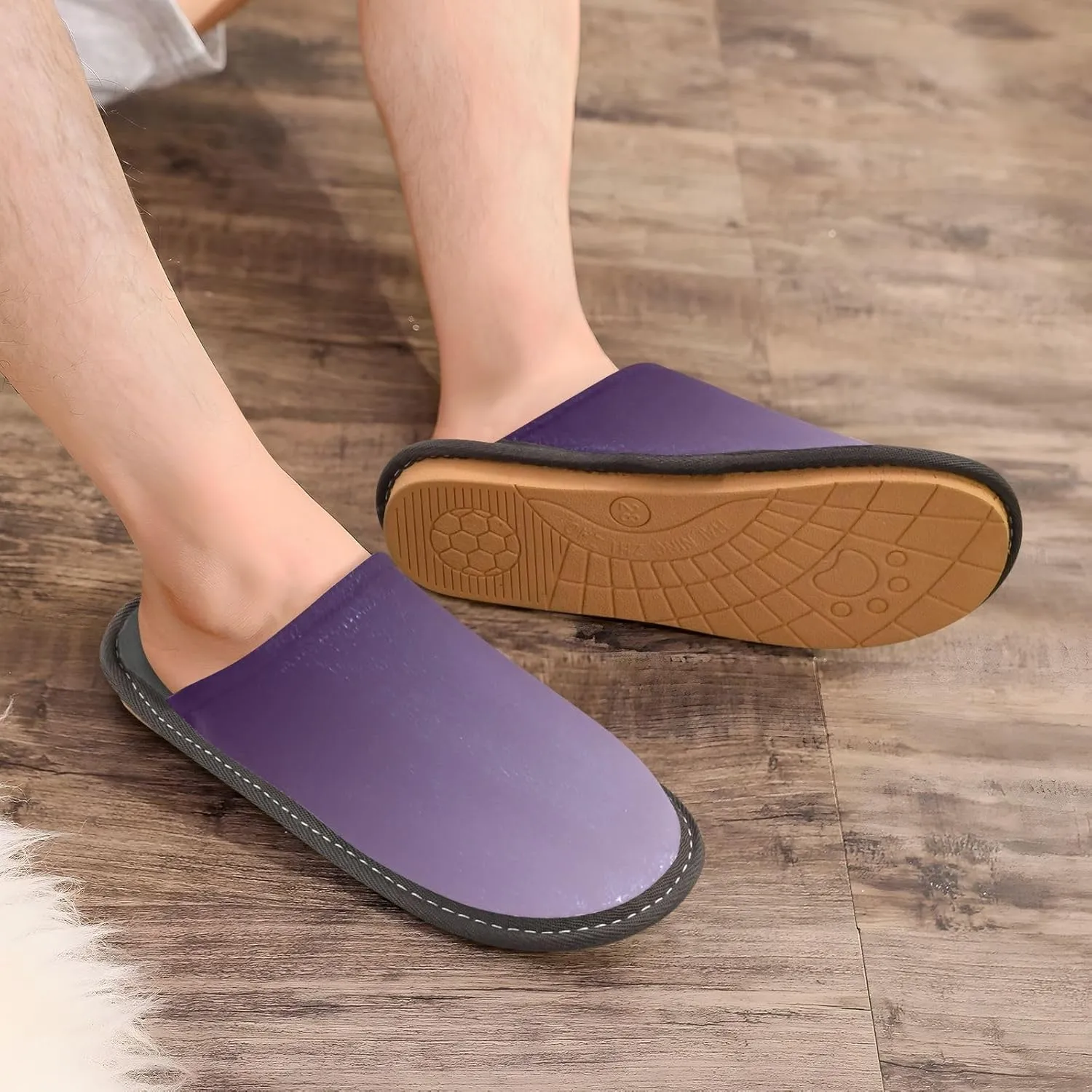 Blue Orange Gradient House Slippers for Women Men Non-Slip Slipper Socks
