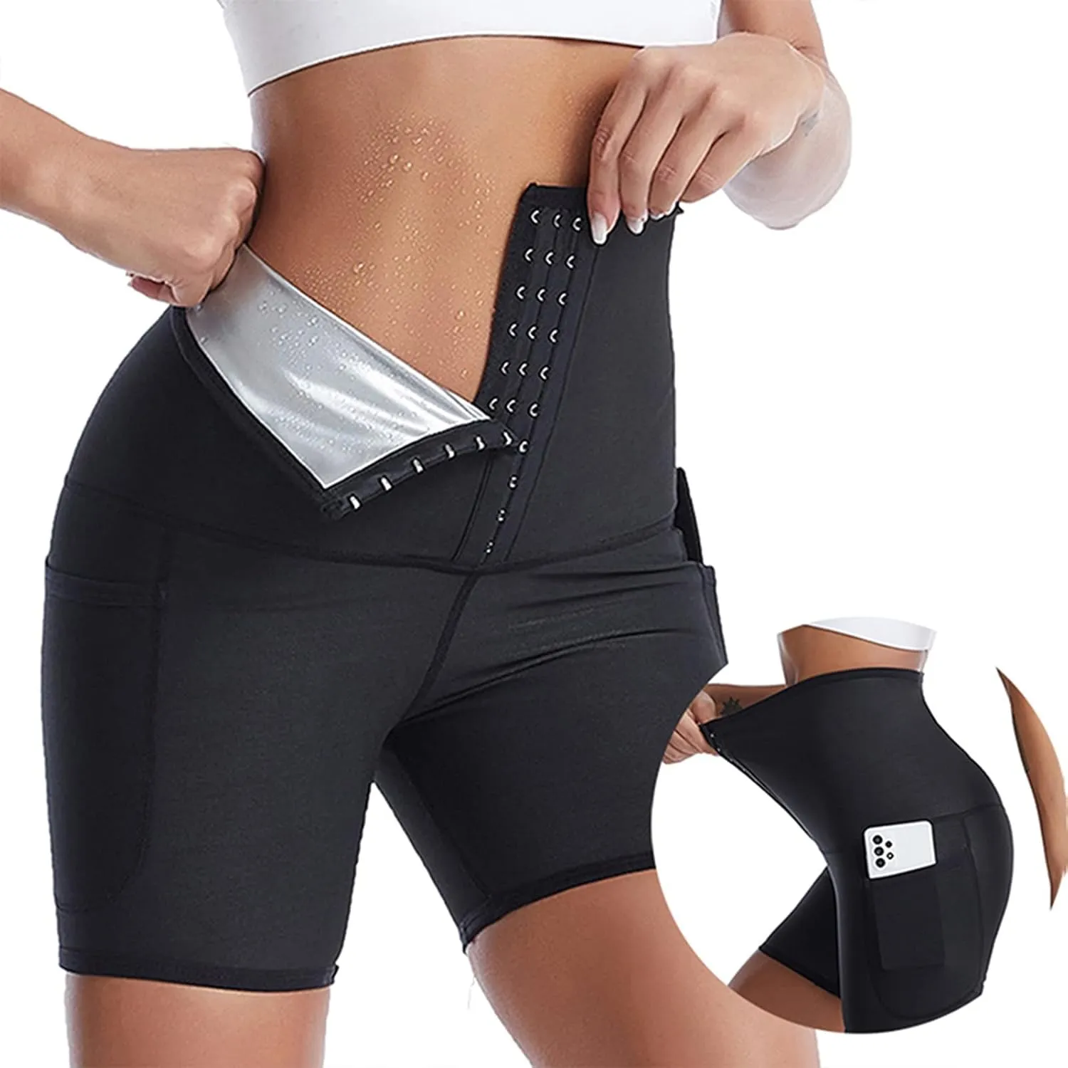 Body Sauna for Women Weight Loss Thigh Trimmer Shapewear Stretch Cropped Thighs Women's High Waist Weight Shaper
