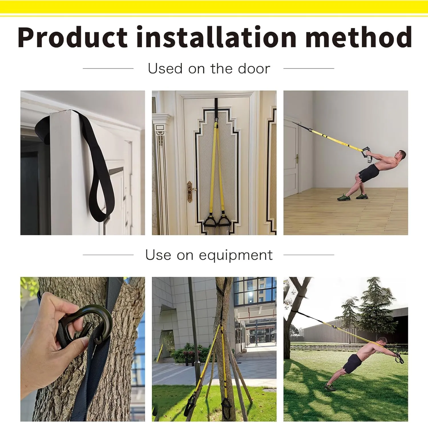 Bodyweight Resistance Training Straps, Complete Home Gym Fitness Trainer kit for Full-Body Workout, Included Door Anchor, Extension Strap, Fitness Guide