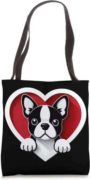 Boston Terrier Heart Cute Puppy Lover or Dog Owner Tote Bag